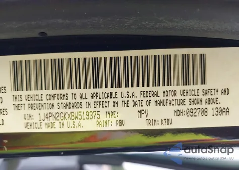 2011 Jeep Liberty Sport из США, поврежденный, VIN 1J4PN2GKXBW519375